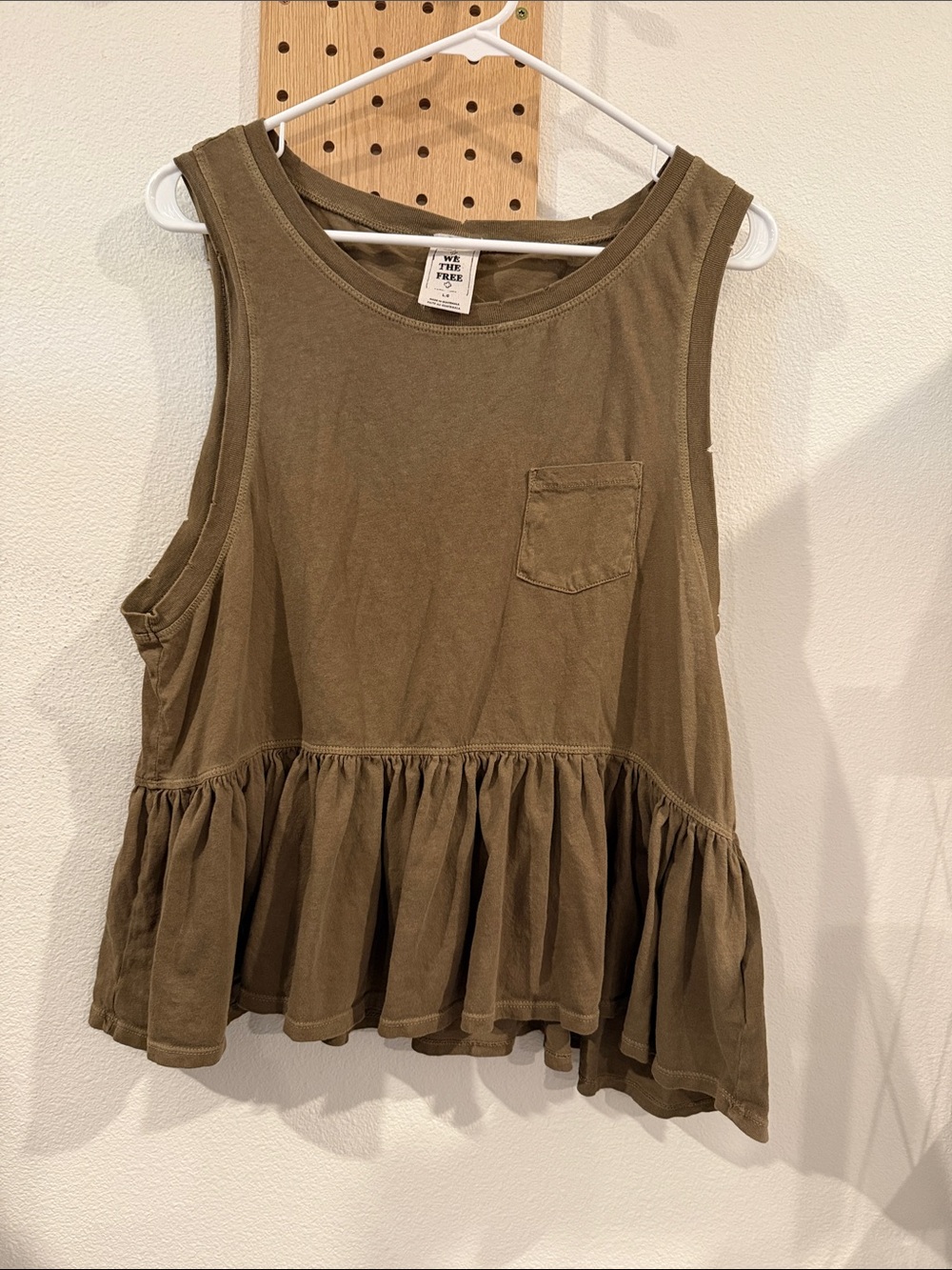 We The Free Olive Green Peplum Tank with Pocket